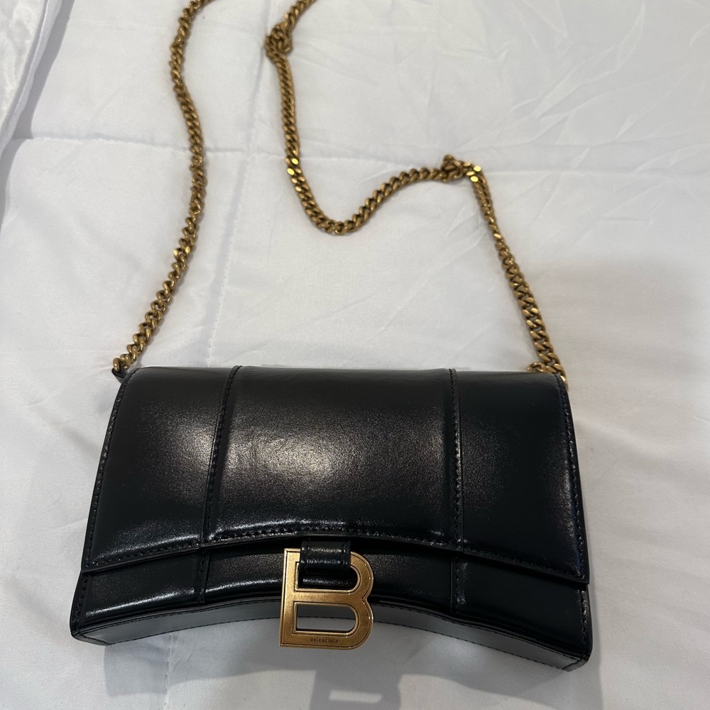 Balenciaga Hourglass wallet on chain - black - like new